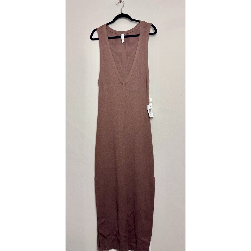 Daily Practice Midi Dress Size Medium Brown Midi Ribbed Sweaterdress Stretch